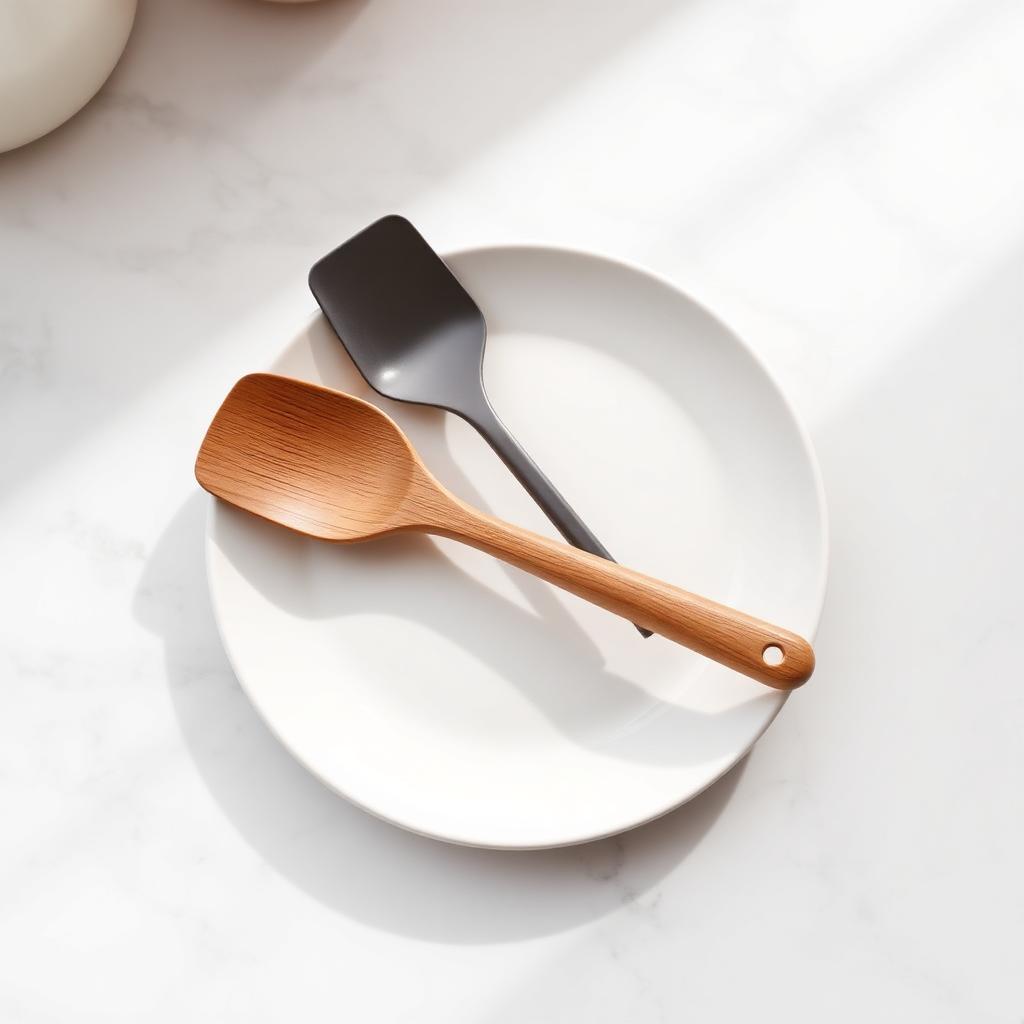 Utensílios de cozinha organizados sobre bancada clara